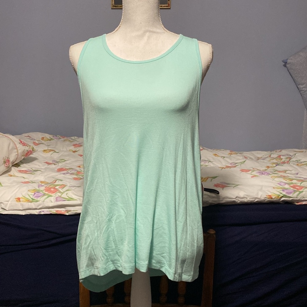 🐸 NWT Avia Ribbed Ruched Racerback Mint Tank Top Size XXL /20